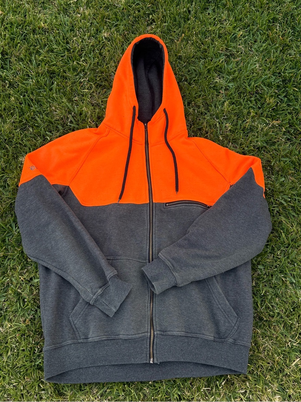 Men’s Epik Full-Zip Heavy Duty Orange Hoodie Size L HeavyWeight